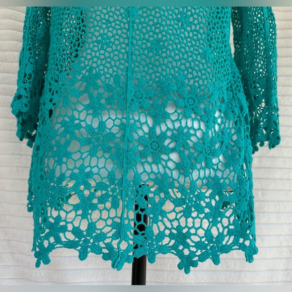 Teal Crochet Knit Top/Coverup - Picture 11 of 15